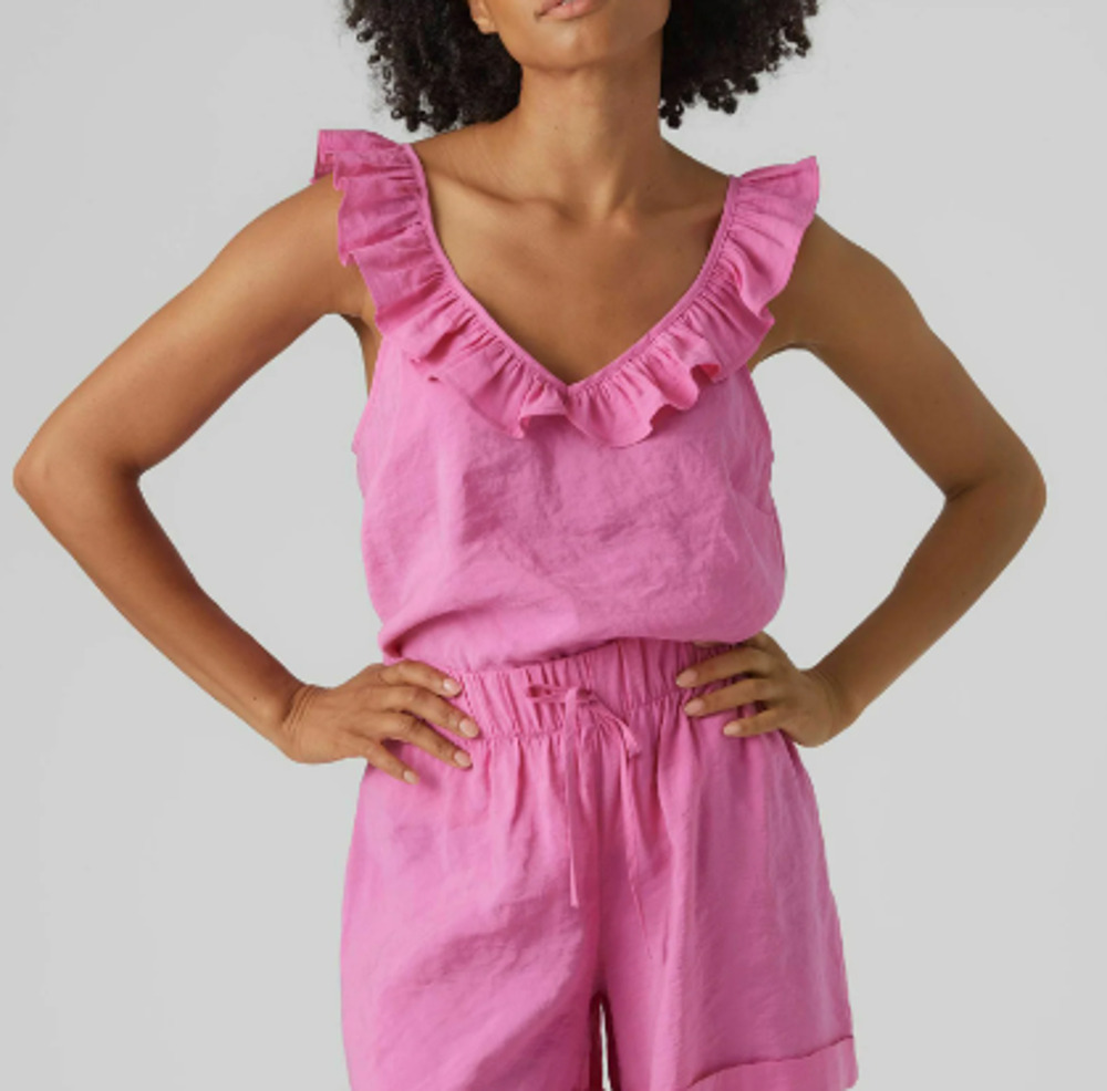 * New ~ VERO MODA ~ Queeny Sleeveless Frill Top Size M MODAL TENCEL FALL